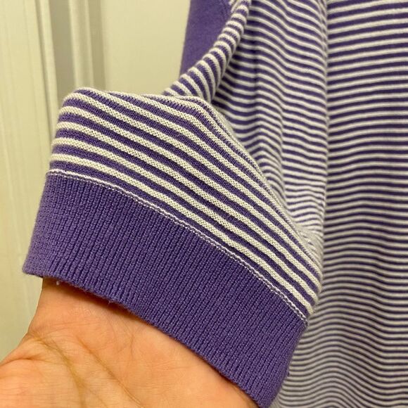 Talbots Striped Tunic Sweater Womens 3X Purple Elbow Pads Scoop neck Comfort - Picture 7 of 8